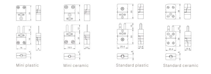 Hochtemperaturthermoelement-Komponenten-Mann und weiblicher Mini-/Standardstecker